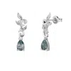 Azura Jewelry New York Women's Silver Leafy Cascades Moss Agate Earrings White Gold Vermeil In Silver
