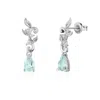 Azura Jewelry New York Women's Silver Leafy Cascades Sky Blue Topaz Earrings White Gold Vermeil In Silver