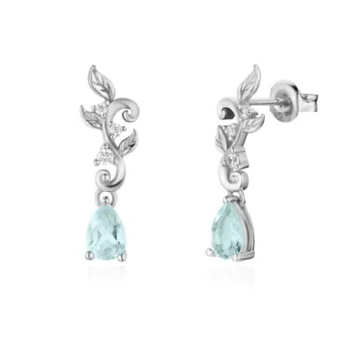 Azura Jewelry New York Women's Silver Leafy Cascades Sky Blue Topaz Earrings White Gold Vermeil