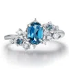 Azura Jewelry New York Women's Silver Midnight Veil London Blue Topaz Ring White Gold Vermeil
