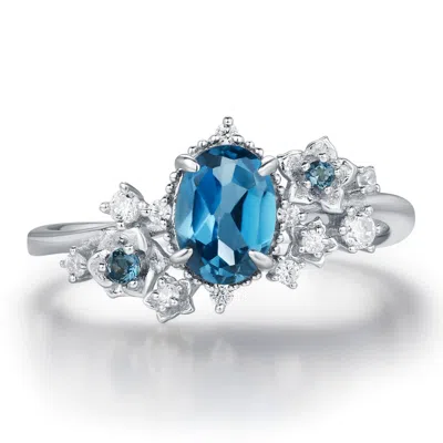 Azura Jewelry New York Women's Silver Midnight Veil London Blue Topaz Ring White Gold Vermeil