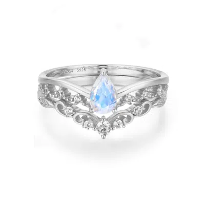 Azura Jewelry New York Women's Silver Moonglade Vintage Ring Set White Gold Vermeil