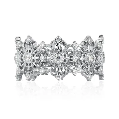 Azura Jewelry New York Women's Silver Orchid Veil Ring White Gold Vermeil