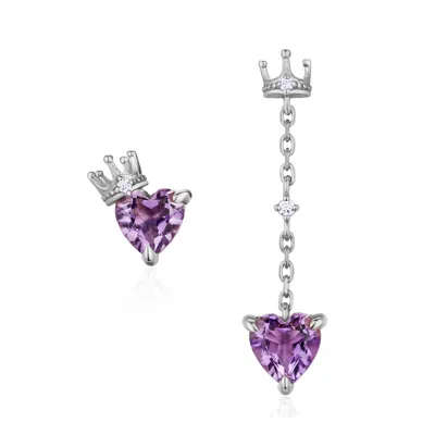 Azura Jewelry New York Women's Silver / Pink / Purple Heart Of The Realm Amethyst Earrings White Gold Vermeil In Multi