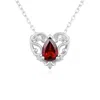Azura Jewelry New York Women's Silver Rosy Heart Mozambique Red Garnet Necklace White Gold Vermeil