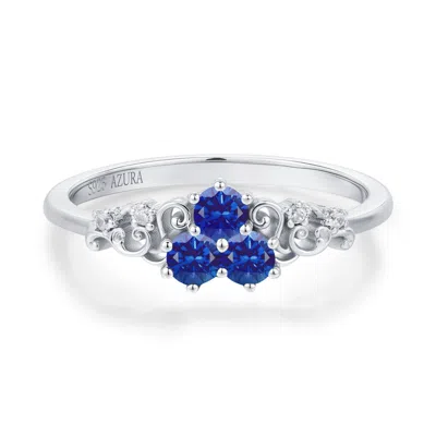 Azura Jewelry New York Women's Silver Sapphire Of The Waterborn Ring White Gold Vermeil In Metallic