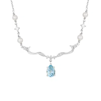 Azura Jewelry New York Women's Silver Seabreeze Serenity Blue Topaz Necklace White Gold