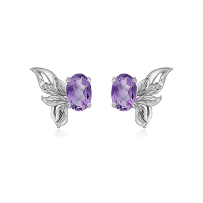 Azura Jewelry New York Women's Silver Sylphae Fairie Amethyst Earrings White Gold Vermeil