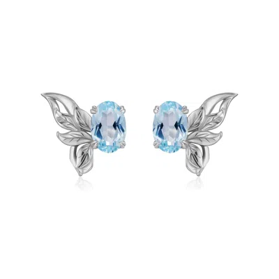 Azura Jewelry New York Women's Silver Sylphae Fairie Sky Blue Topaz Earrings White Gold Vermeil