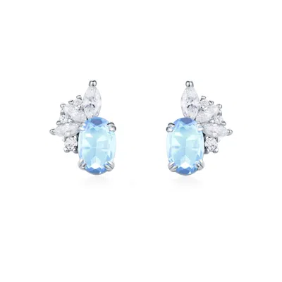 Azura Jewelry New York Women's Silver Twilight Star Sky Blue Topaz Earrings White Gold Vermeil