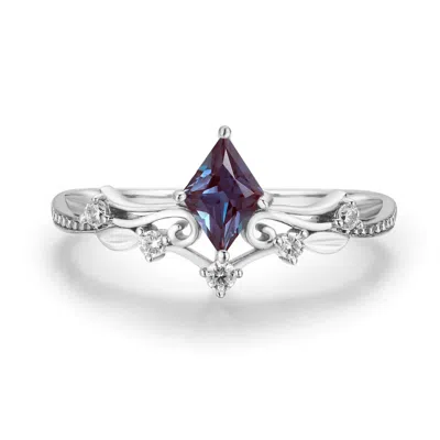 Azura Jewelry New York Women's Silver Victorian Lace Alexandrite Ring Solid White Gold©