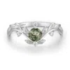 Azura Jewelry New York Women's Silver Willow Moss Agate Ring Solid White Gold© In Silver