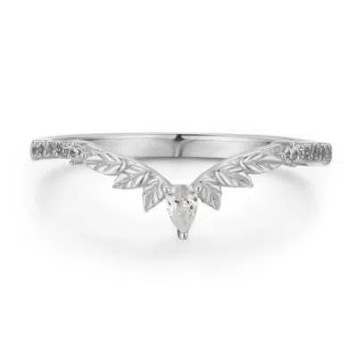 Azura Jewelry New York Women's Silver Woodland Stacking Band Solid White Gold