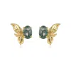 Azura Jewelry New York Women's Sylphae Fairie Moss Agate Earrings Yellow Gold Vermeil In Gold