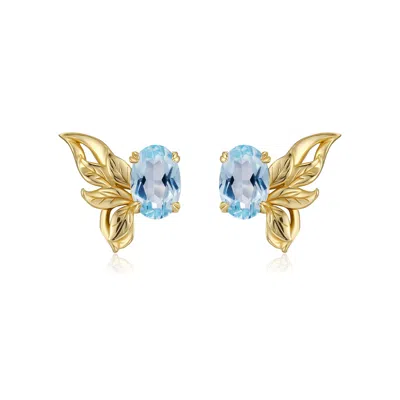 Azura Jewelry New York Women's Sylphae Fairie Sky Blue Topaz Earrings Yellow Gold Vermeil