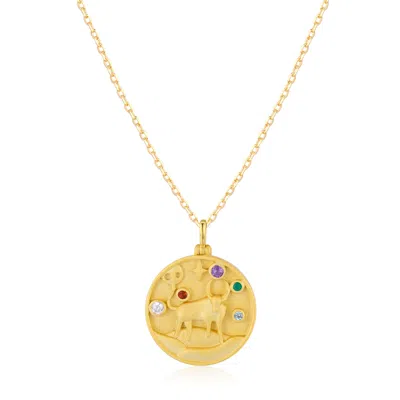 Azura Jewelry New York Women's Taurus Zodiac Mantra Necklace Yellow Gold Vermeil