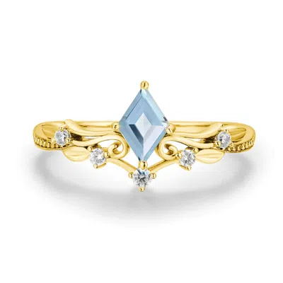 Azura Jewelry New York Women's Victorian Lace Sky Blue Topaz Ring Yellow Gold Vermeil©