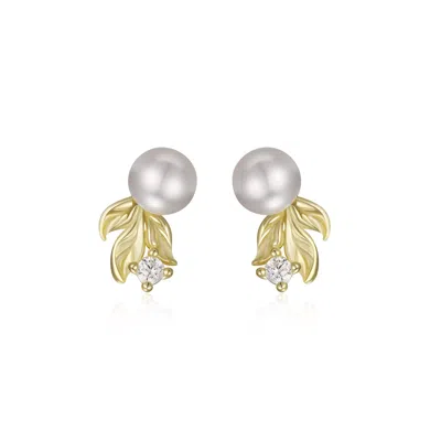 Azura Jewelry New York Women's Whispering Grove Pearl Earrings Yellow Gold Vermeil