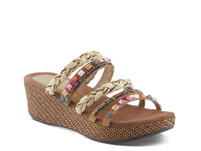 Azura Shinychic Wedge Sandal In Brown