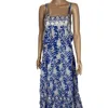 Azure And Indigo Women's Lamu Tired Maxi Dress In Tropical Blue/white In Blue