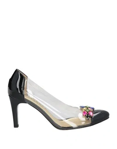 Azurée Cannes Woman Pumps Black Size 8 Leather, Plastic