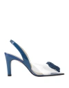 Azurée Cannes Woman Sandals Blue Size 7 Leather, Pvc - Polyvinyl Chloride