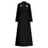 Azzalia Women's Black Blazer Style Abaya With Embellishments On Lapel And Pockets-after Dark In Black
