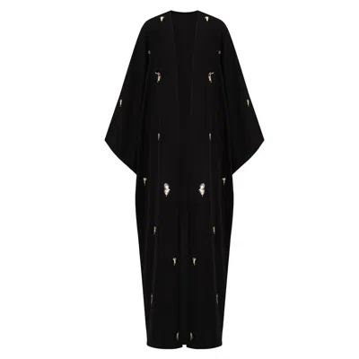 Azzalia Women's Black Classic Abaya With Scattered Embroidery-after Dark