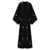 Azzalia Women's Black Classic Abaya With Scattered Metal Heart Motifs-after Dark In Black