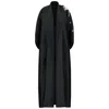 Azzalia Women's Black Mikado Abaya With One Side 3d Embroidery In Floral Motifs In Black