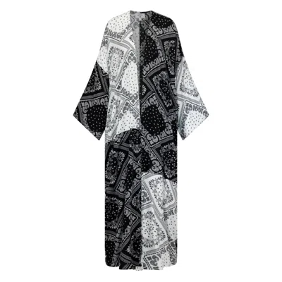Azzalia Women's Black Multicolor Paisley Printed Abaya