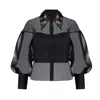 Azzalia Women's Black Organza Shirt With Three-d Floral Embroidery On The Collar In Black