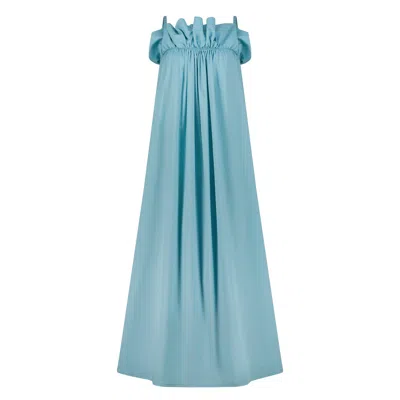Azzalia Women's Blue Breezy Strap Dress With Gathered Style - Aquatic