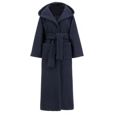 Azzalia Women's Blue Hoodie Style Jacket With Belt In Navy Peony