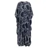 Azzalia Women's Blue Mariposa Cut Kaftan With Center Fold In Navy Printed Paisley Rayon In Blue