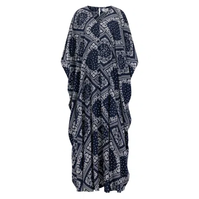 Azzalia Women's Blue Mariposa Cut Kaftan With Center Fold In Navy Printed Paisley Rayon