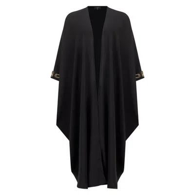 Azzalia Women's Crepe Abaya Mariposa Cut With Embroidery Around The Cuffs In Black