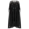 Azzalia Women's Embroidered Pleated Tulle Abaya Blended With Multi Layer Of Tulle In Black