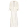Azzalia Women's Fleuri Abaya With Draw-string Waist Tie Up- White In White