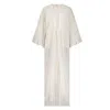 Azzalia Women's Fleuri Breeze Abaya With Front Tie-up And Flared Sleeve- White In White