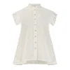 Azzalia Women's Fleuri Eyelet Breezy Flared Sleeve Shirt- White In White