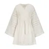 Azzalia Women's Fleuri Eyelet Breezy Flared Top- White In White