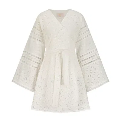 Azzalia Women's Fleuri Eyelet Breezy Flared Top- White