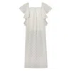Azzalia Women's Fleuri Eyelet Maxi Dress With Flared Sleeve -white Floral Eyelet In White