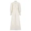 Azzalia Women's Fleuri  Eyelet Maxi Dress With High Neck Tie- White In White