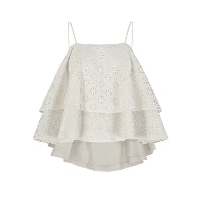 Azzalia Women's Fleuri Flared Top- White