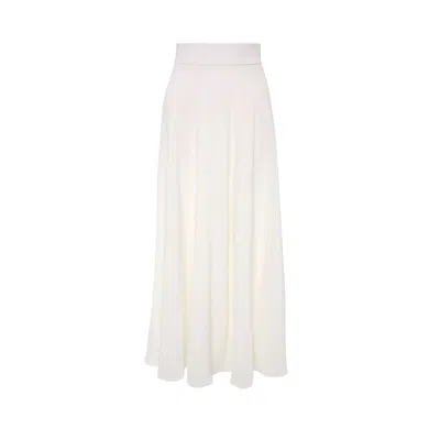 Azzalia Women's Flowy Crepe Maxi Skirt In White