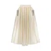 Azzalia Women's Gathered Biased Cut Raw Silk Skirt With Embellishment Crystals Pocket Beige Color In Beige