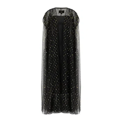 Azzalia Women's Gold / Black Evening Tulle Abaya With Gathered Shoulder In Gold In Gold/black