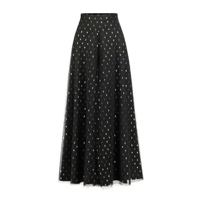Azzalia Women's Gold / Black Wide Legged Metallic Tulle Pants In Gold In Gold/black